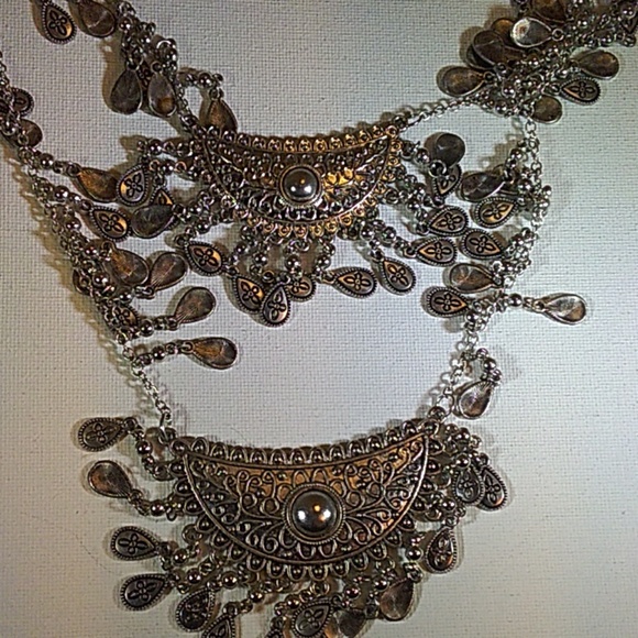 Silver-tone Statement Necklace --33 - Picture 2 of 4